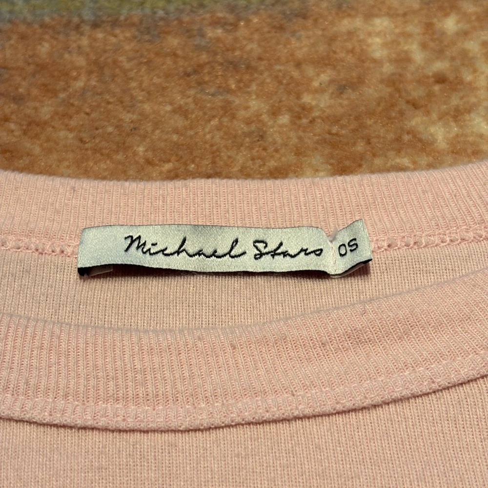 Michael Stars Fallon Shine Tee, Pink Fitted Short Sleeve Tee - Picture 3 of 8